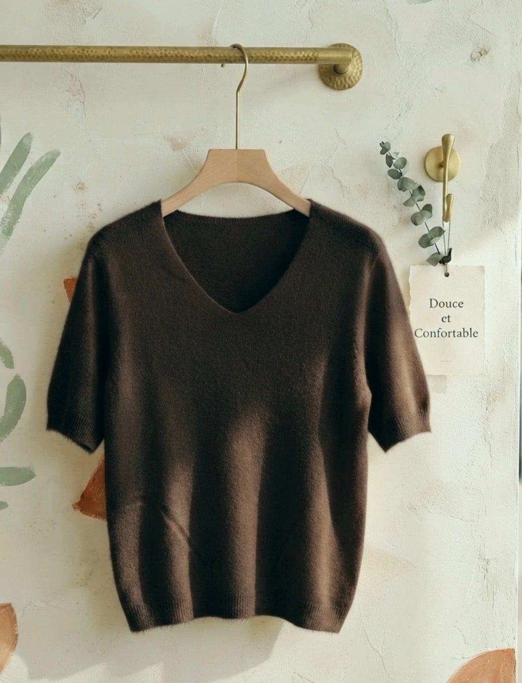 Pull en maille doux à manches mi-longues