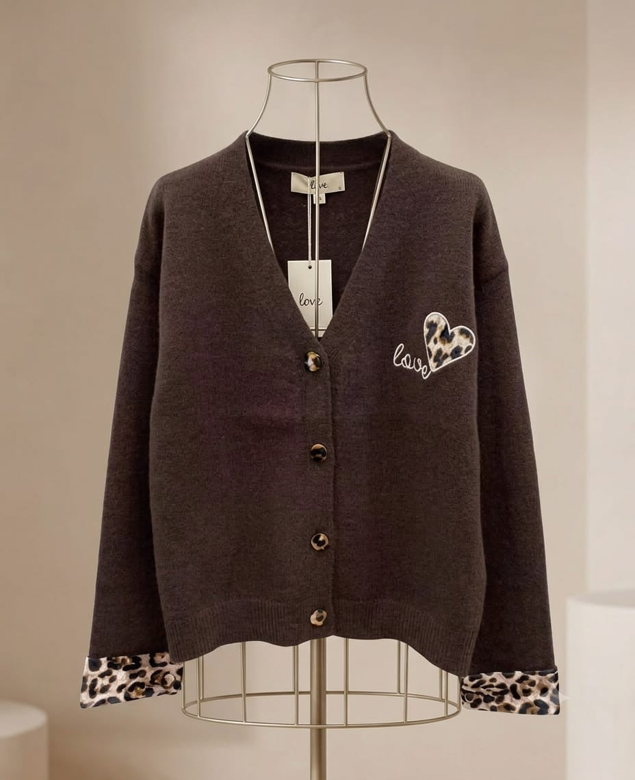 Gilet douillet Love léopard choco