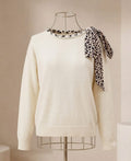 Pull chic beige « noeud léopard « 