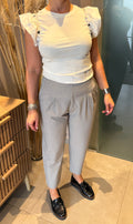 Pantalon élégant en tencel gris clair