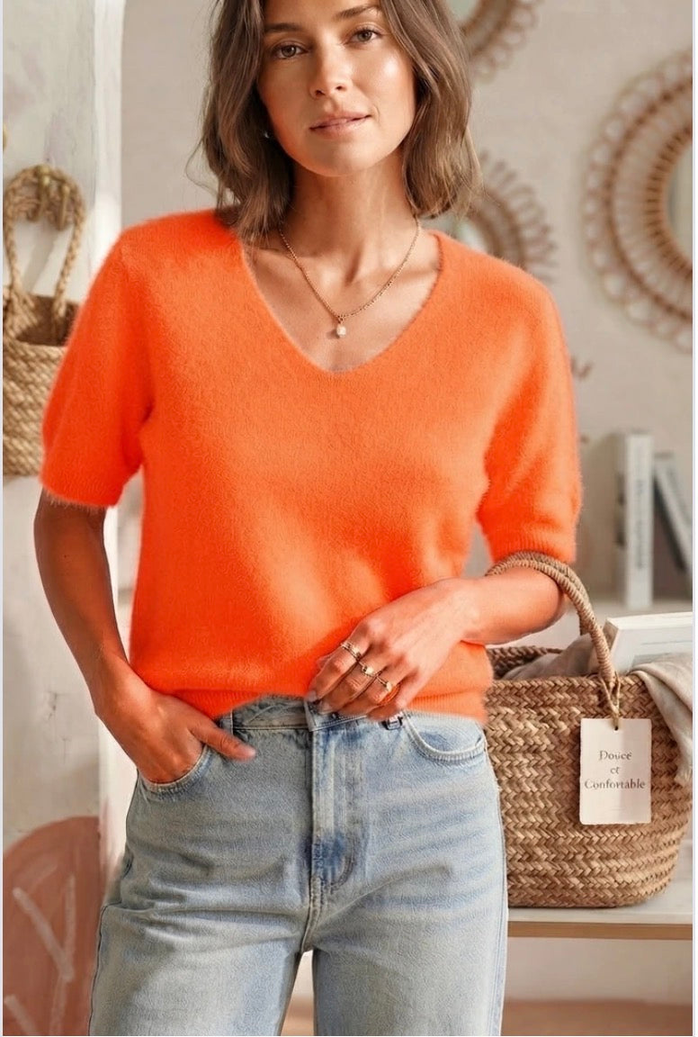 Pull en maille doux à manches mi-longues