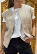 Gilet sans manches beige, noir, bordeaux ou brun foncé