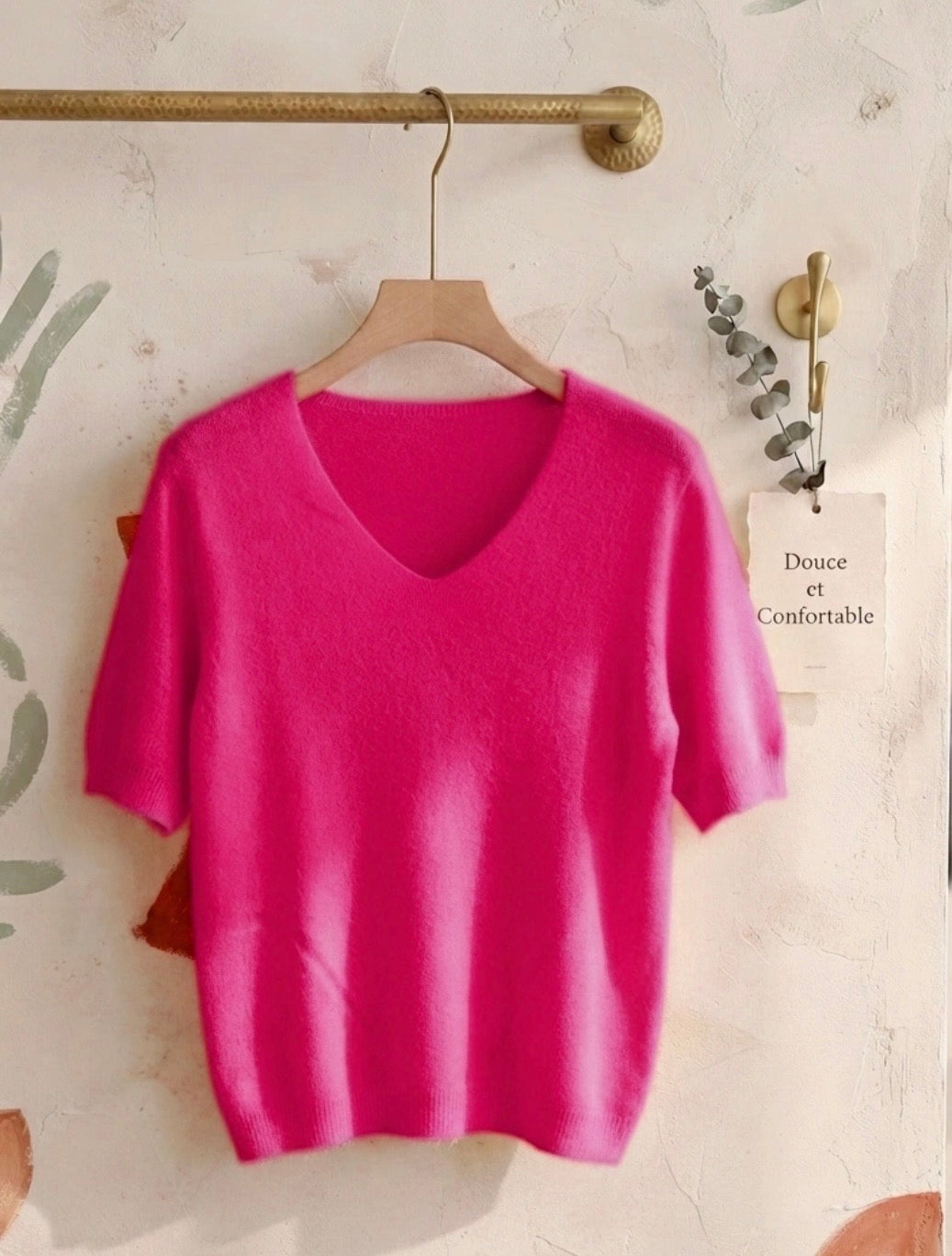 Pull en maille doux à manches mi-longues