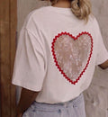 T-shirt cœur dentelle rouge