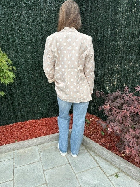 Veste de costume beige over size à pois