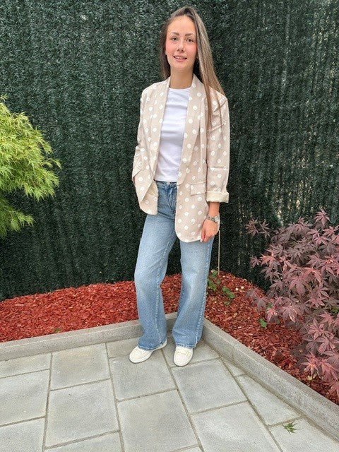Veste de costume beige over size à pois