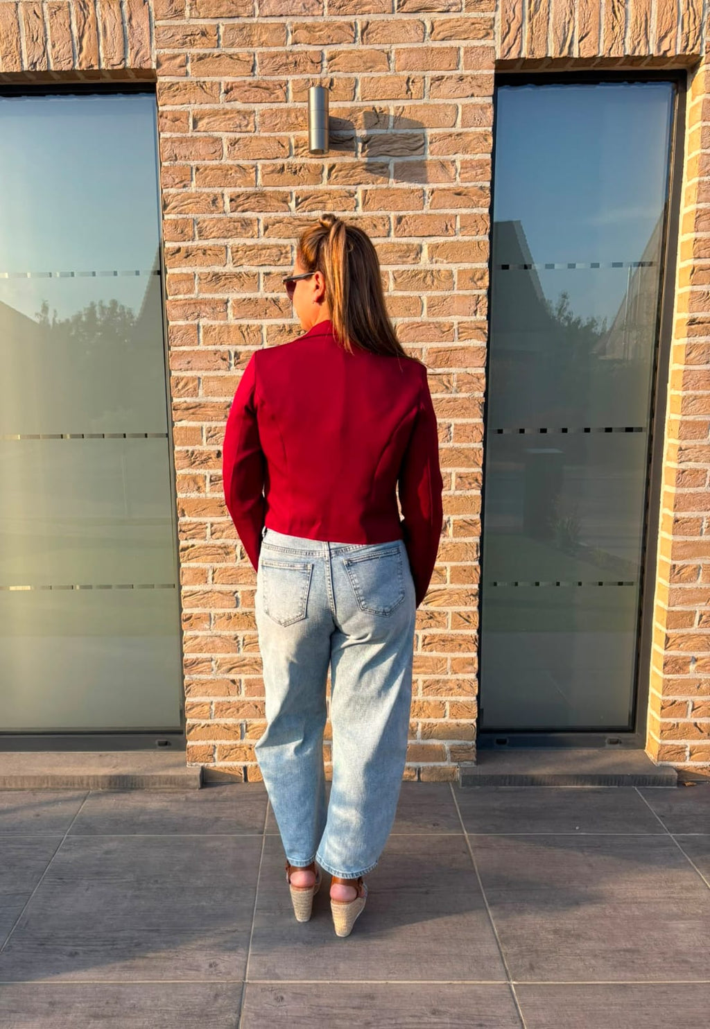 Veste blazer courte bordeaux