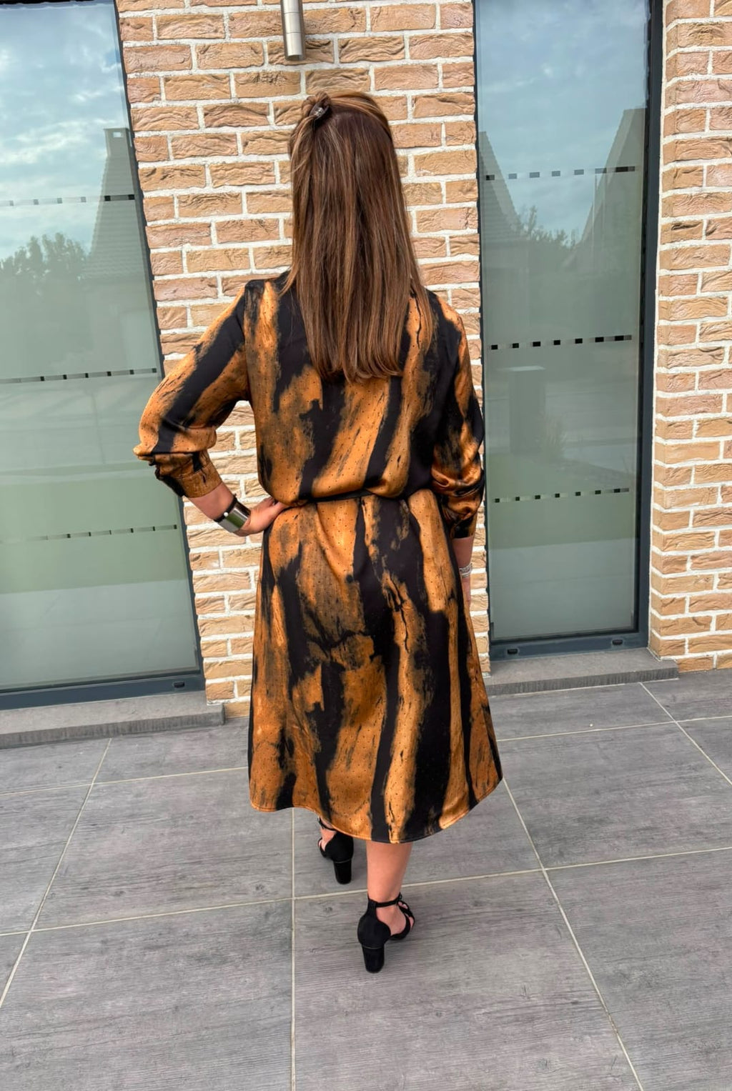 Robe chemise ceinturée chocolat