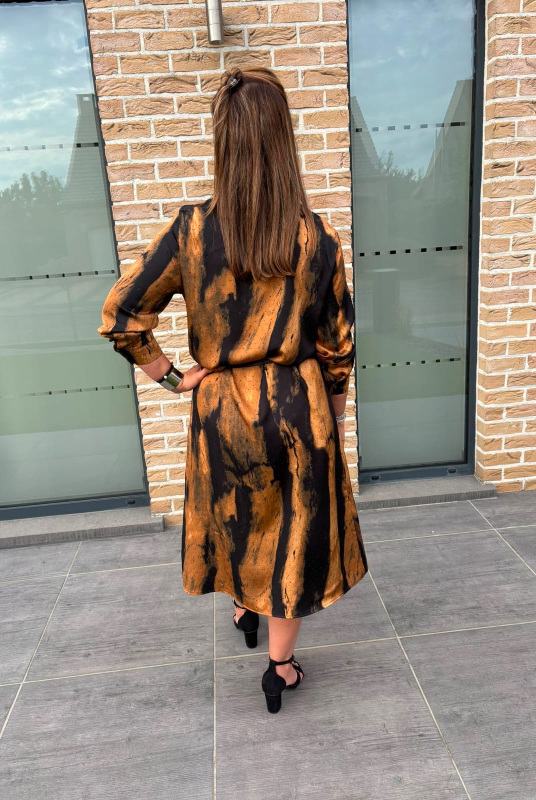 Robe chemise ceinturée chocolat